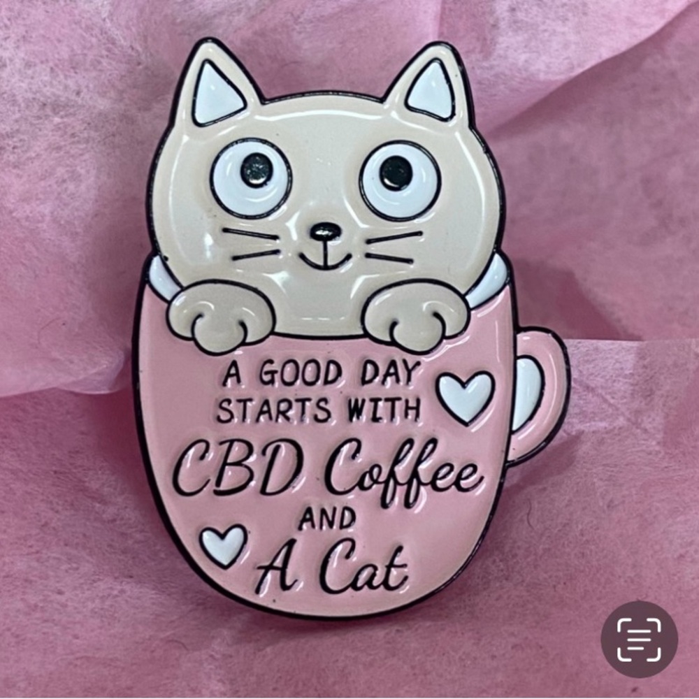 Coffee and a Cat Pin